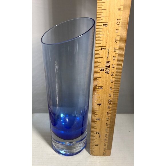 Cobalt Blue Bud Vase Weighted Bottom 8 Inch Tall Tube Vase Gradient Giftware - Picture 5 of 6